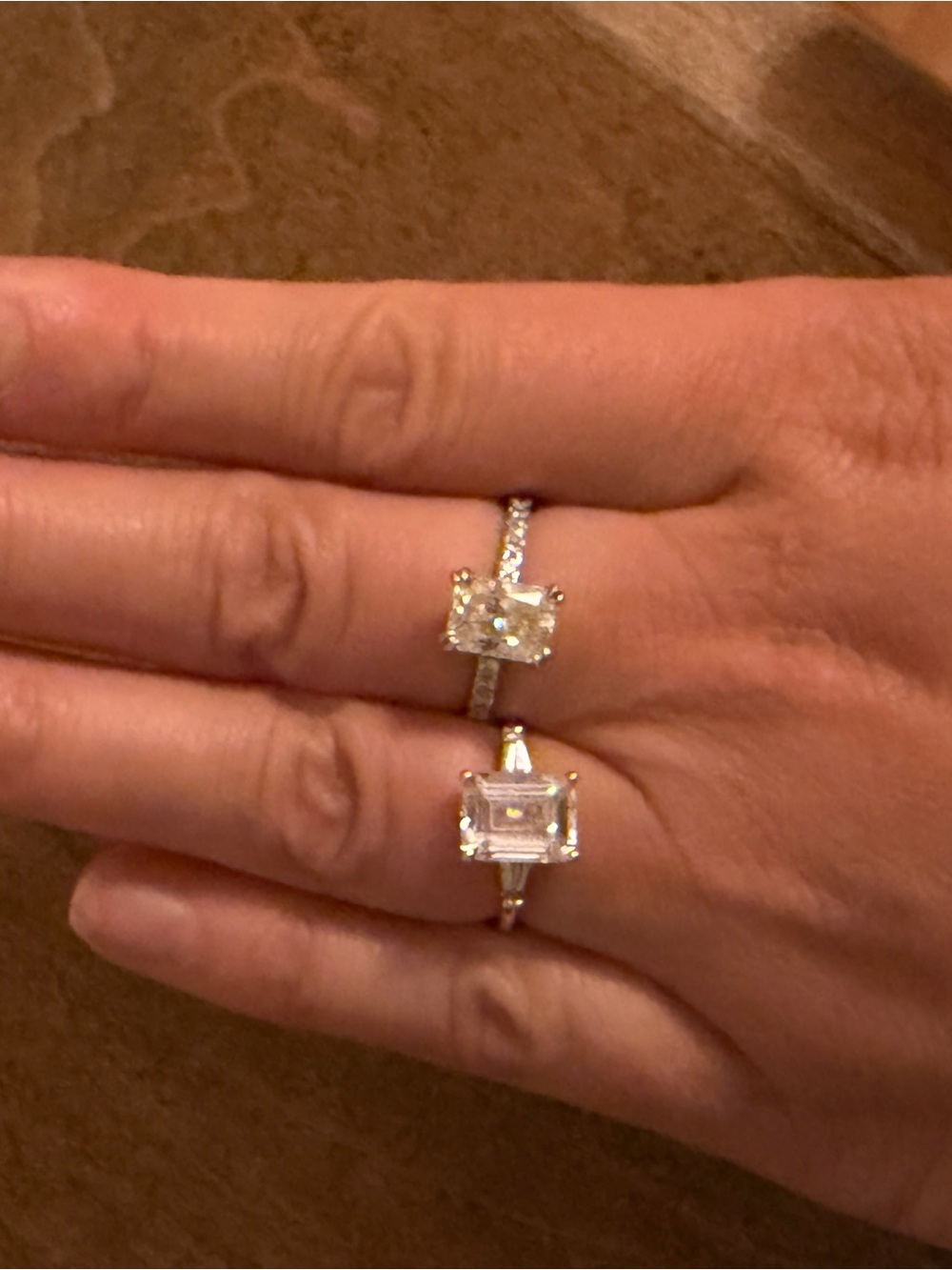 2 Moissanite White Halo Rings - Women Jewelry both size 7